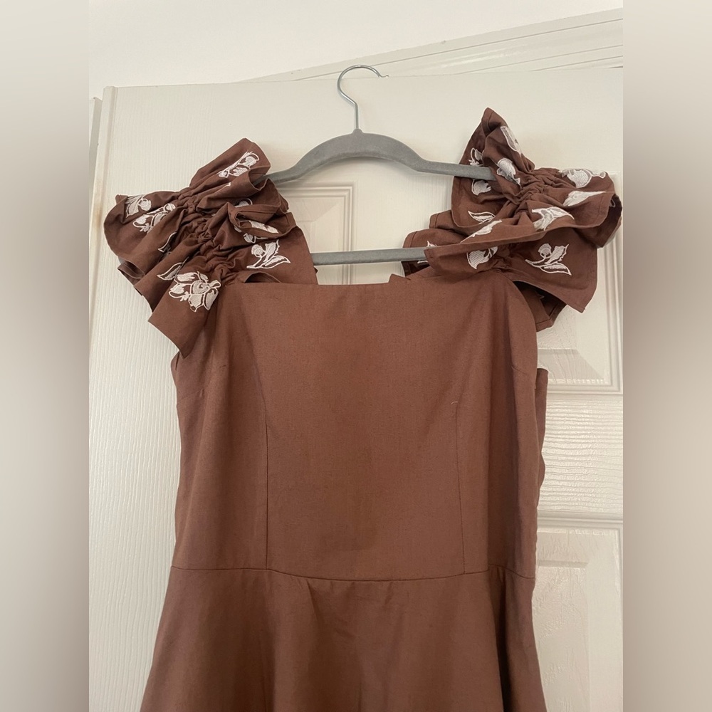 FANM MON Alanya DressElegant Brown Ruffle Dress - Picture 5 of 10